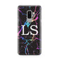 Personalised Black Holographic Marble Initials Samsung Galaxy S9 Plus Case on Silver phone