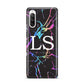 Personalised Black Holographic Marble Initials Sony Xperia 10 III Case