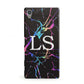 Personalised Black Holographic Marble Initials Sony Xperia Case