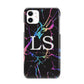 Personalised Black Holographic Marble Initials iPhone 11 3D Snap Case