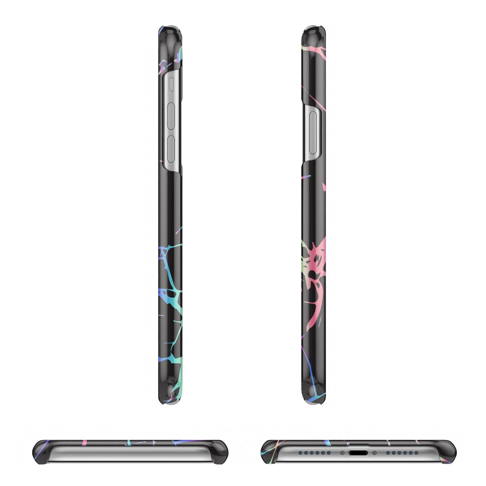 Personalised Black Holographic Marble Initials iPhone 11 Pro 3D Snap Case Angle Images