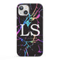 Personalised Black Holographic Marble Initials iPhone 13 Full Wrap 3D Snap Case