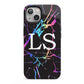 Personalised Black Holographic Marble Initials iPhone 13 Full Wrap 3D Tough Case