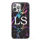 Personalised Black Holographic Marble Initials iPhone 13 Pro Max Full Wrap 3D Snap Case