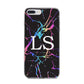 Personalised Black Holographic Marble Initials iPhone 7 Plus Bumper Case on Silver iPhone