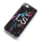 Personalised Black Holographic Marble Initials iPhone 8 Bumper Case on Silver iPhone Alternative Image