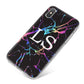 Personalised Black Holographic Marble Initials iPhone X Bumper Case on Silver iPhone