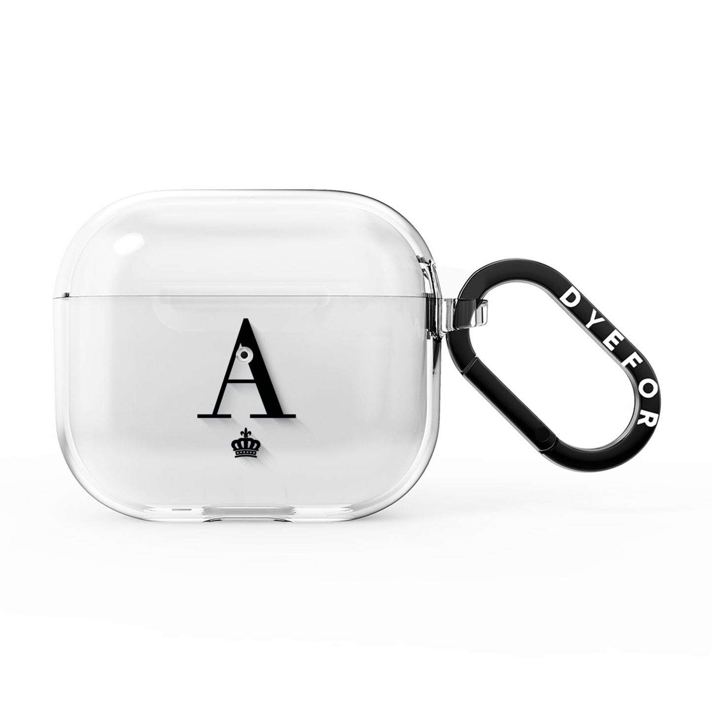 Personalised Black Initial Crown Clear AirPods Clear Case 3rd Gen