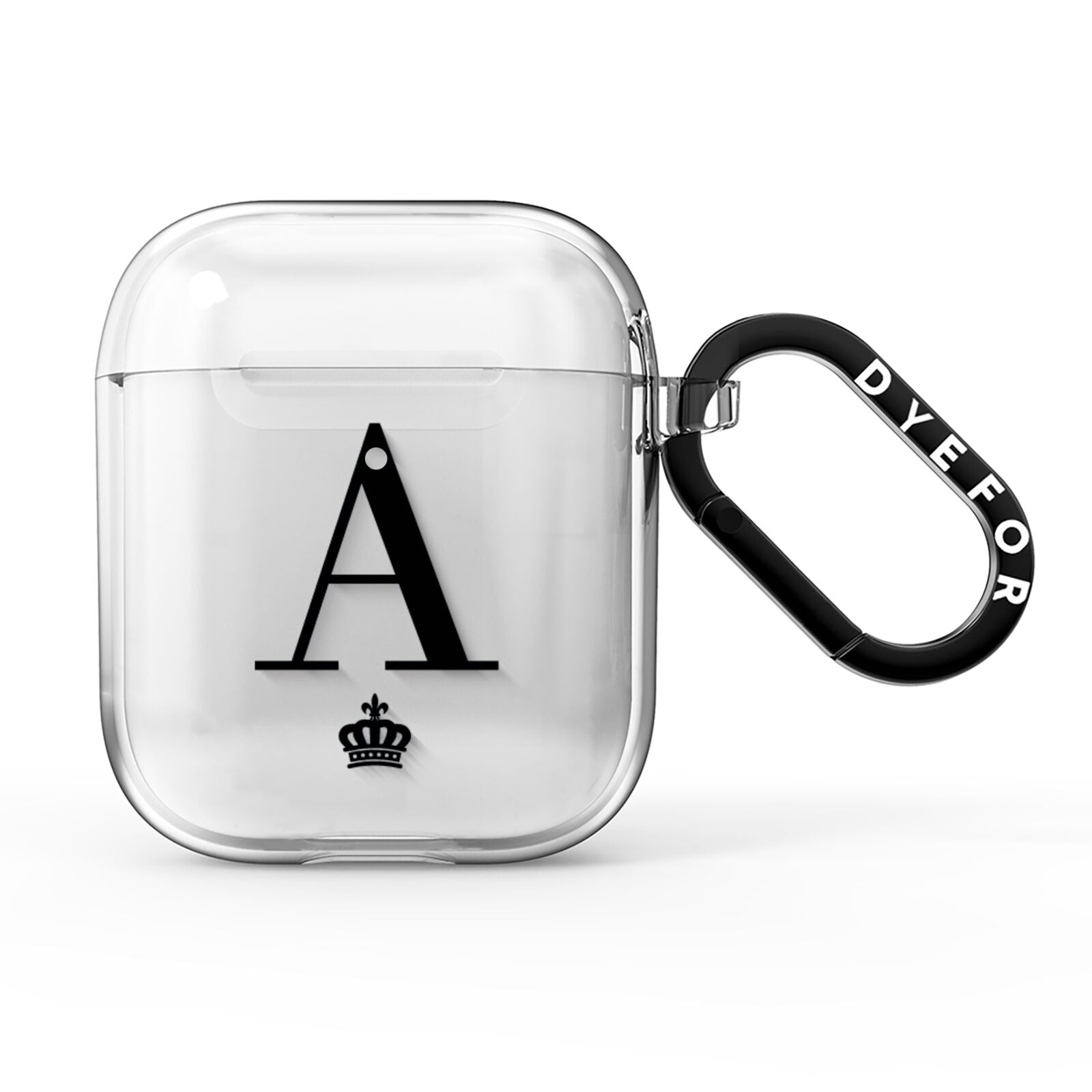 Personalised Black Initial Crown Clear AirPods Clear Case