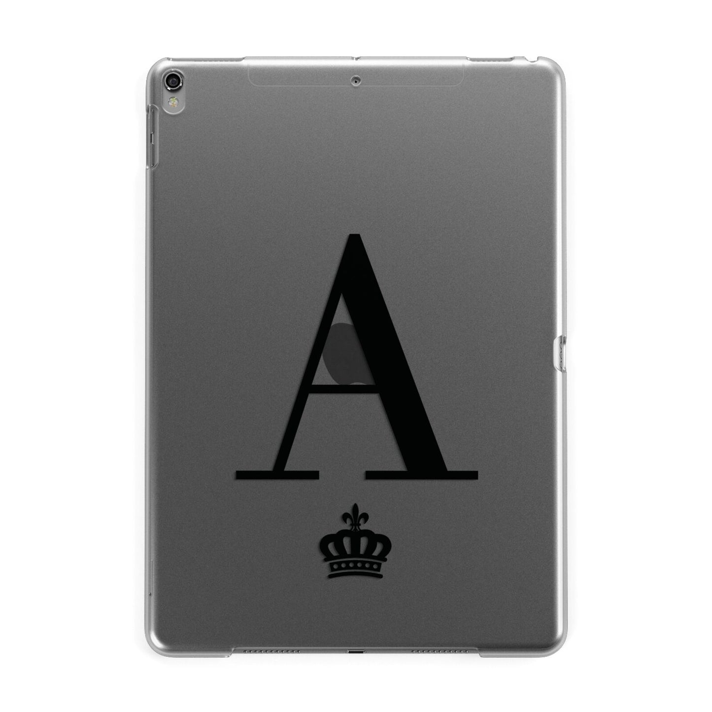 Personalised Black Initial Crown Clear Apple iPad Grey Case