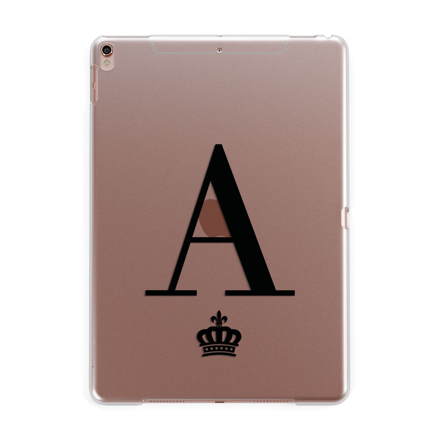 Personalised Black Initial Crown Clear Apple iPad Rose Gold Case