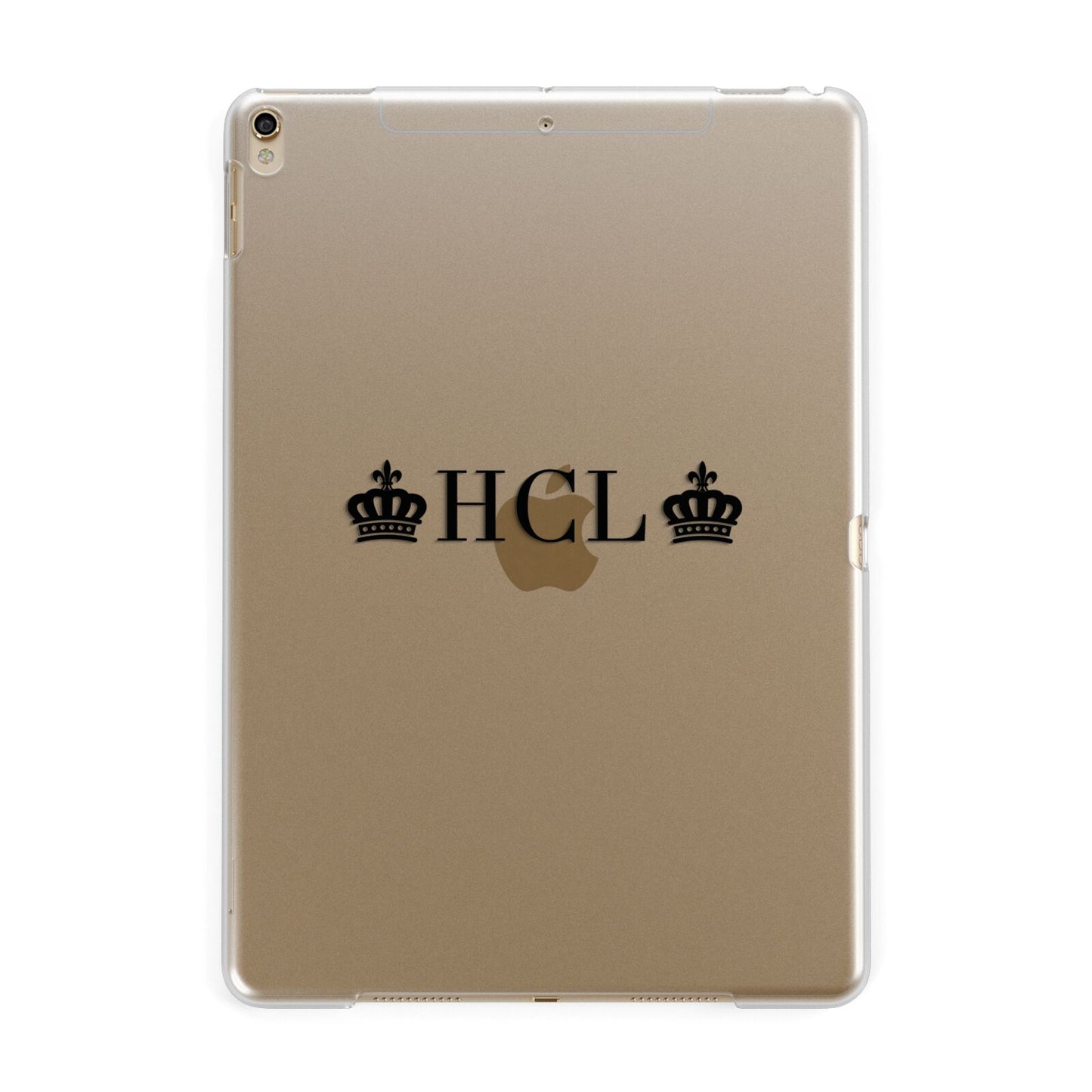 Personalised Black Initials 2 Crowns Clear Apple iPad Gold Case
