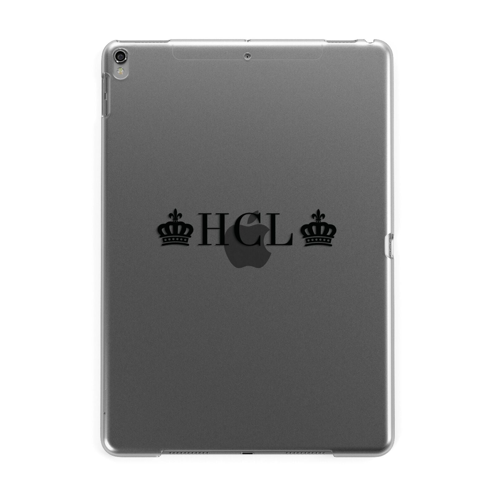 Personalised Black Initials 2 Crowns Clear Apple iPad Grey Case