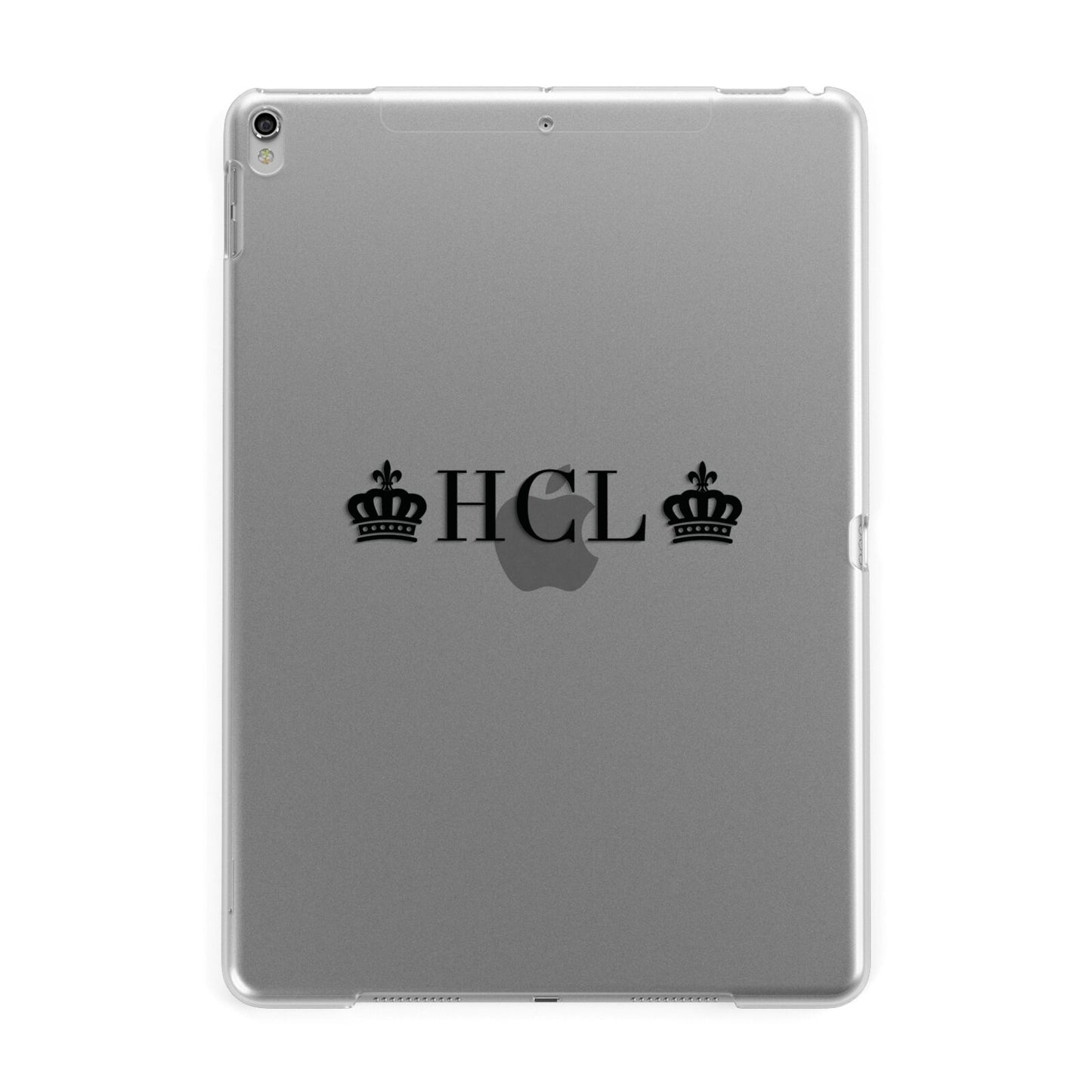 Personalised Black Initials 2 Crowns Clear Apple iPad Silver Case
