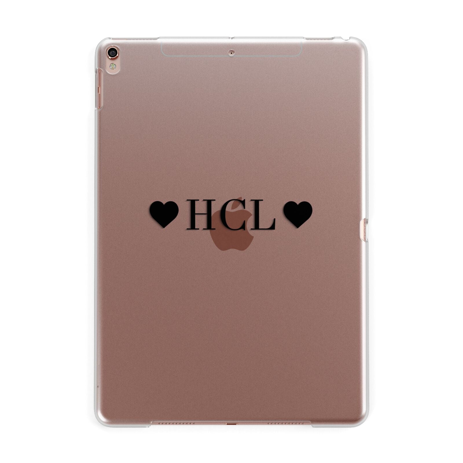 Personalised Black Initials Hearts Clear Apple iPad Case