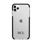 Personalised Black Initials Bottom Clear Custom Apple iPhone 11 Pro Max in Silver with Black Impact Case
