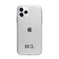 Personalised Black Initials Bottom Clear Custom Apple iPhone 11 Pro Max in Silver with Bumper Case