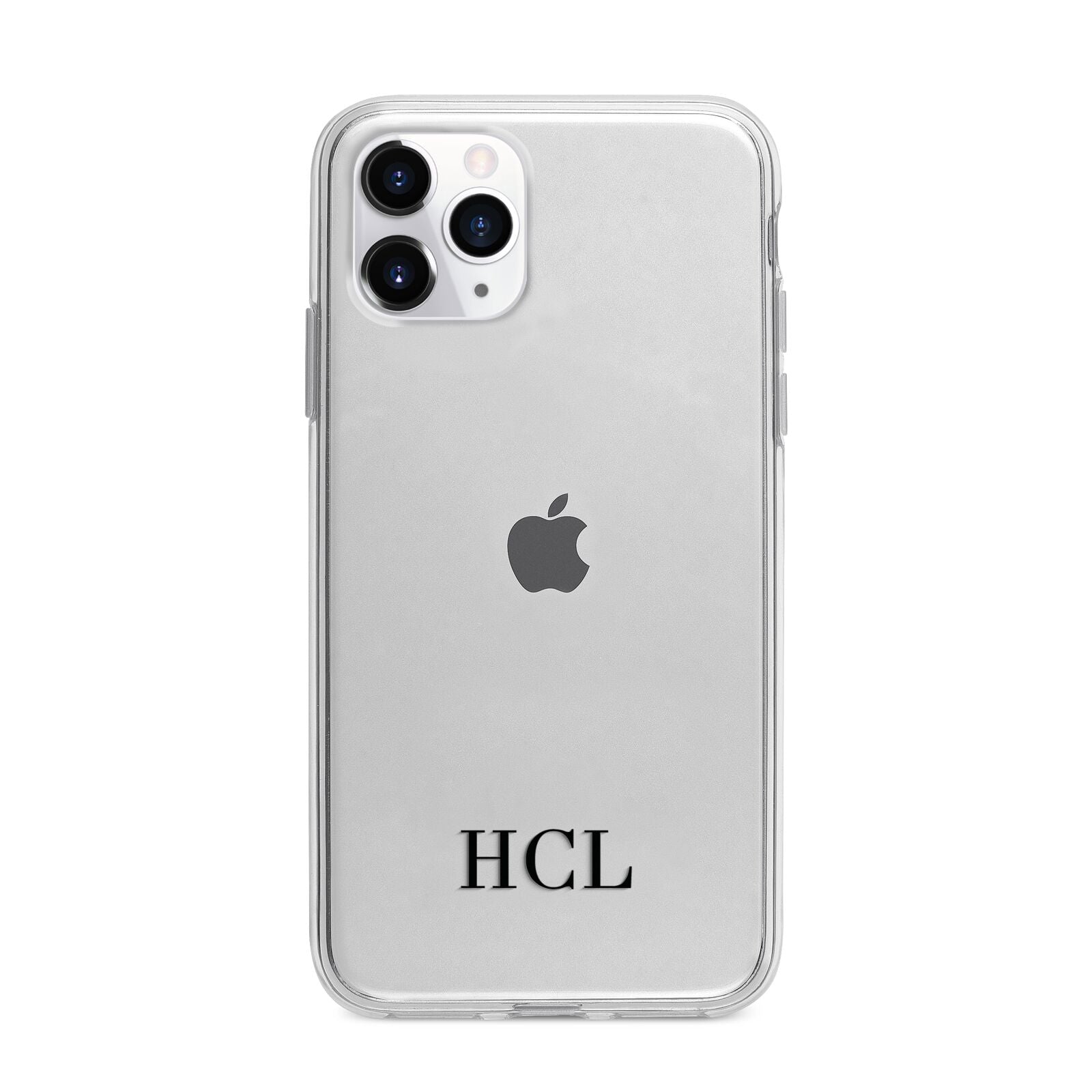Personalised Black Initials Bottom Clear Custom Apple iPhone 11 Pro in Silver with Bumper Case
