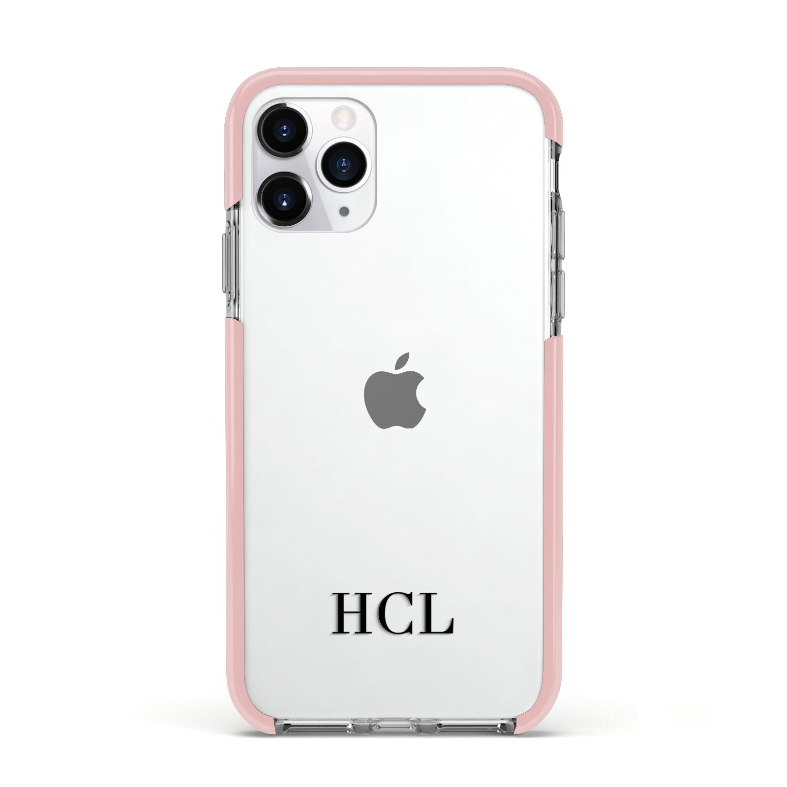 Personalised Black Initials Bottom Clear Custom Apple iPhone 11 Pro in Silver with Pink Impact Case