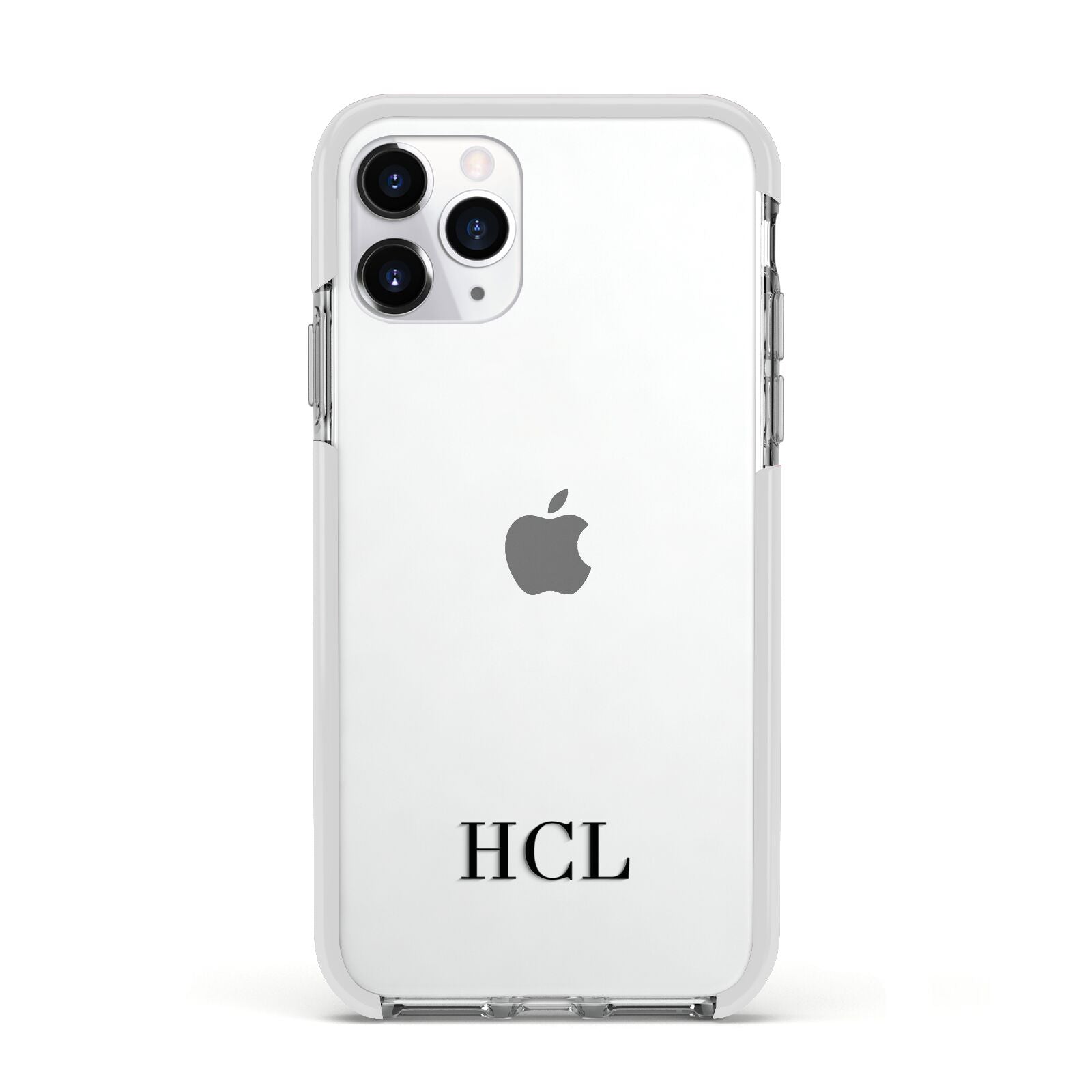 Personalised Black Initials Bottom Clear Custom Apple iPhone 11 Pro in Silver with White Impact Case