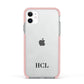 Personalised Black Initials Bottom Clear Custom Apple iPhone 11 in White with Pink Impact Case