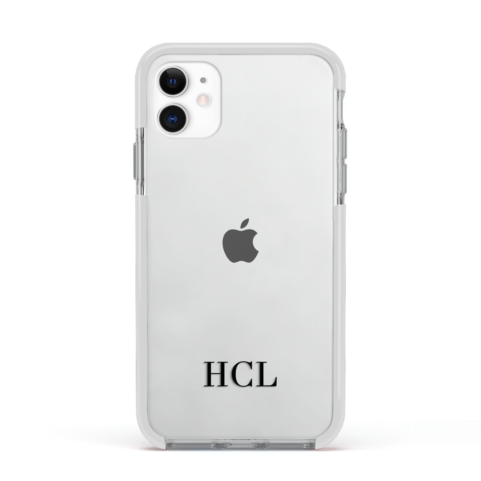 Personalised Black Initials Bottom Clear Custom Apple iPhone 11 in White with White Impact Case