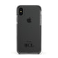 Personalised Black Initials Bottom Clear Custom Apple iPhone Xs Impact Case Black Edge on Black Phone