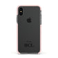 Personalised Black Initials Bottom Clear Custom Apple iPhone Xs Impact Case Pink Edge on Black Phone