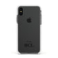 Personalised Black Initials Bottom Clear Custom Apple iPhone Xs Impact Case White Edge on Black Phone