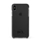Personalised Black Initials Bottom Clear Custom Apple iPhone Xs Max Impact Case Black Edge on Black Phone