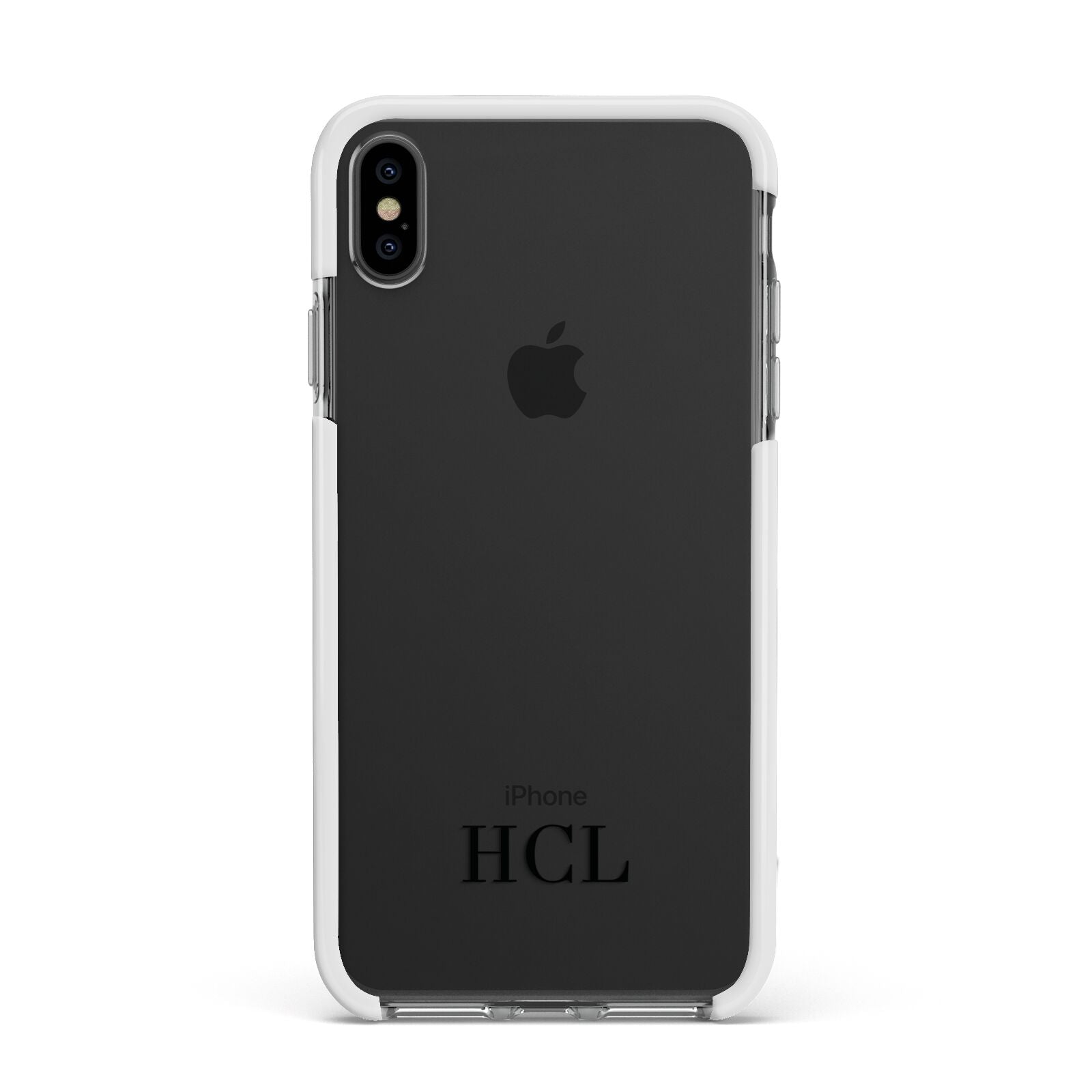 Personalised Black Initials Bottom Clear Custom Apple iPhone Xs Max Impact Case White Edge on Black Phone
