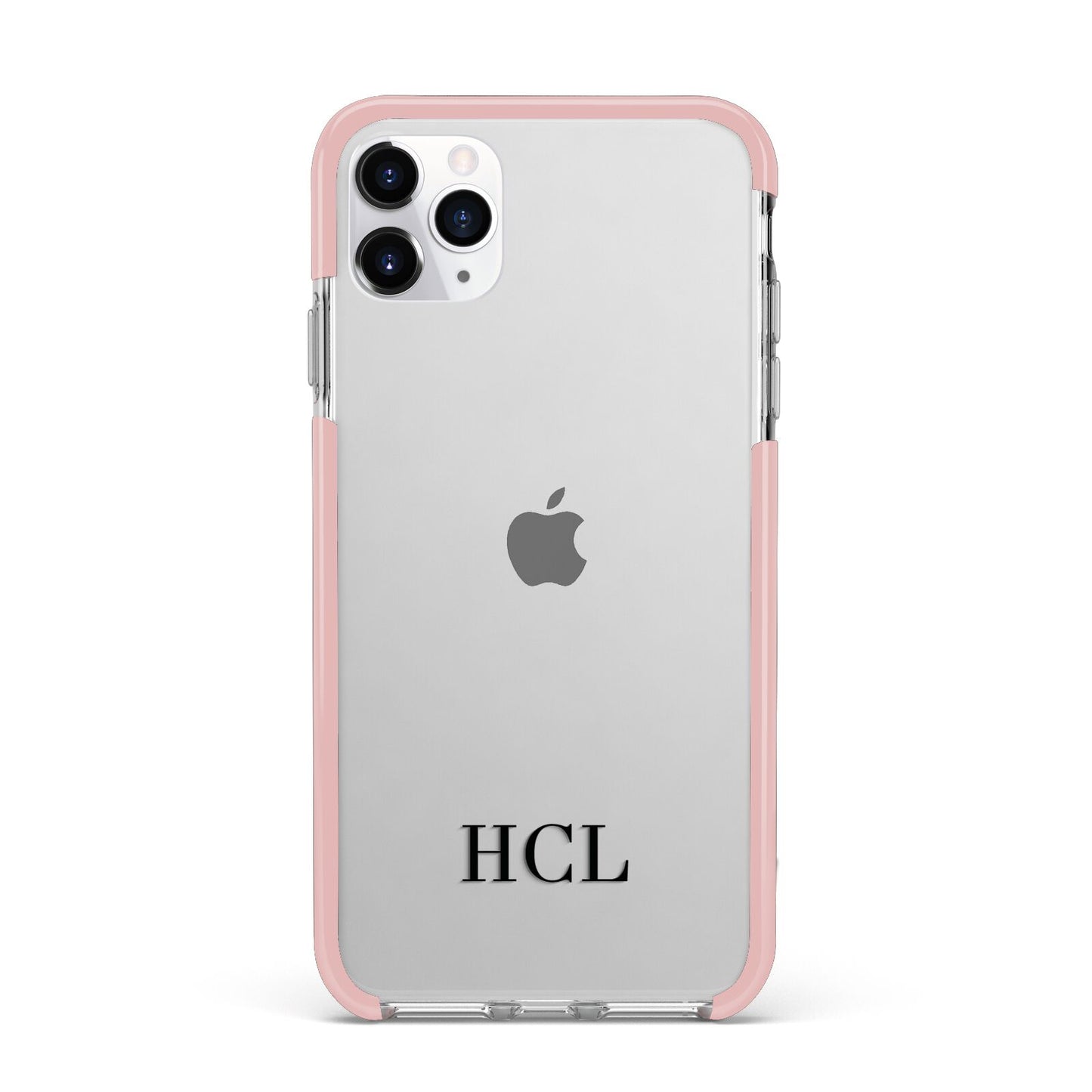 Personalised Black Initials Bottom Clear Custom iPhone 11 Pro Max Impact Pink Edge Case