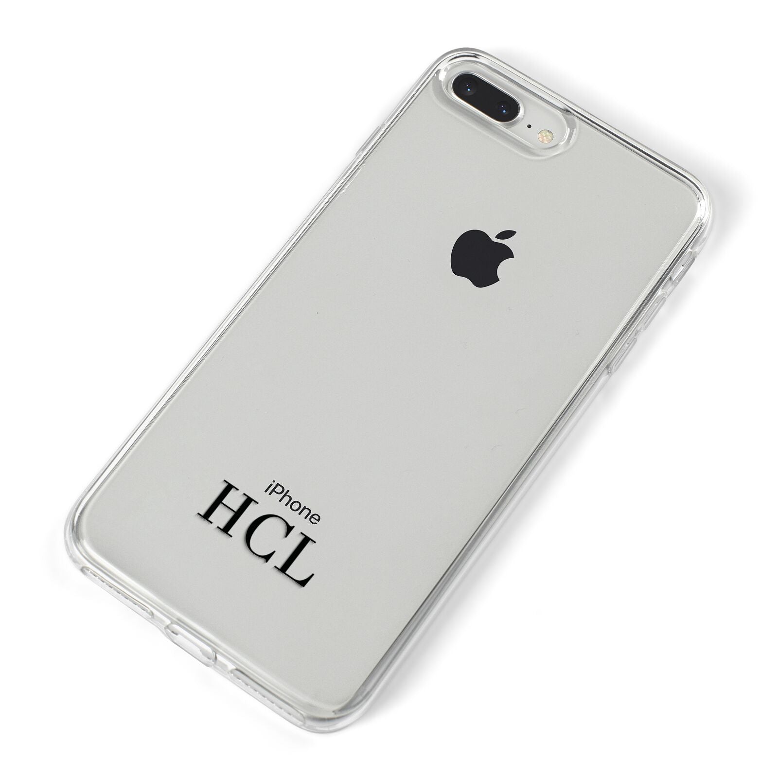 Personalised Black Initials Bottom Clear Custom iPhone 8 Plus Bumper Case on Silver iPhone Alternative Image
