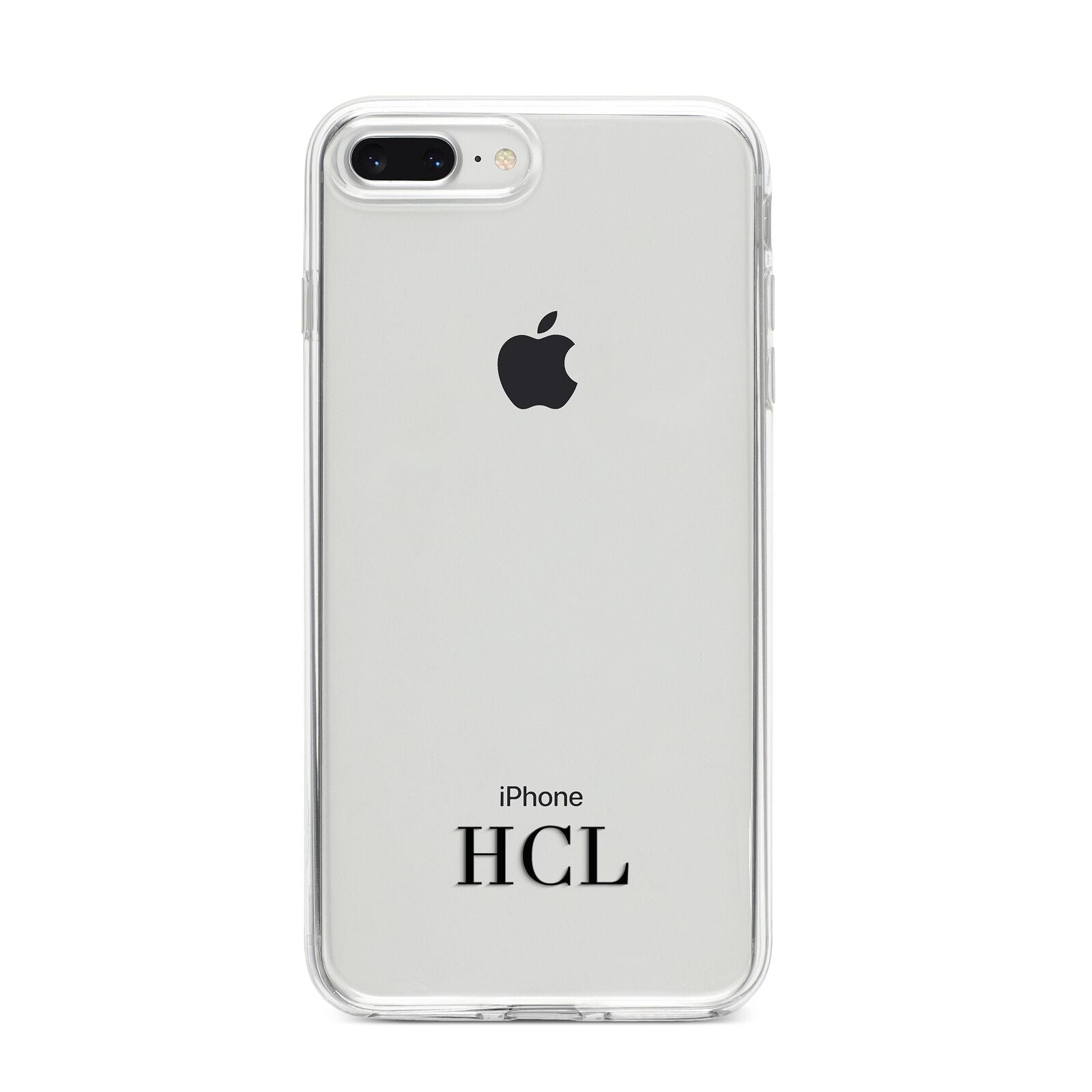 Personalised Black Initials Bottom Clear Custom iPhone 8 Plus Bumper Case on Silver iPhone
