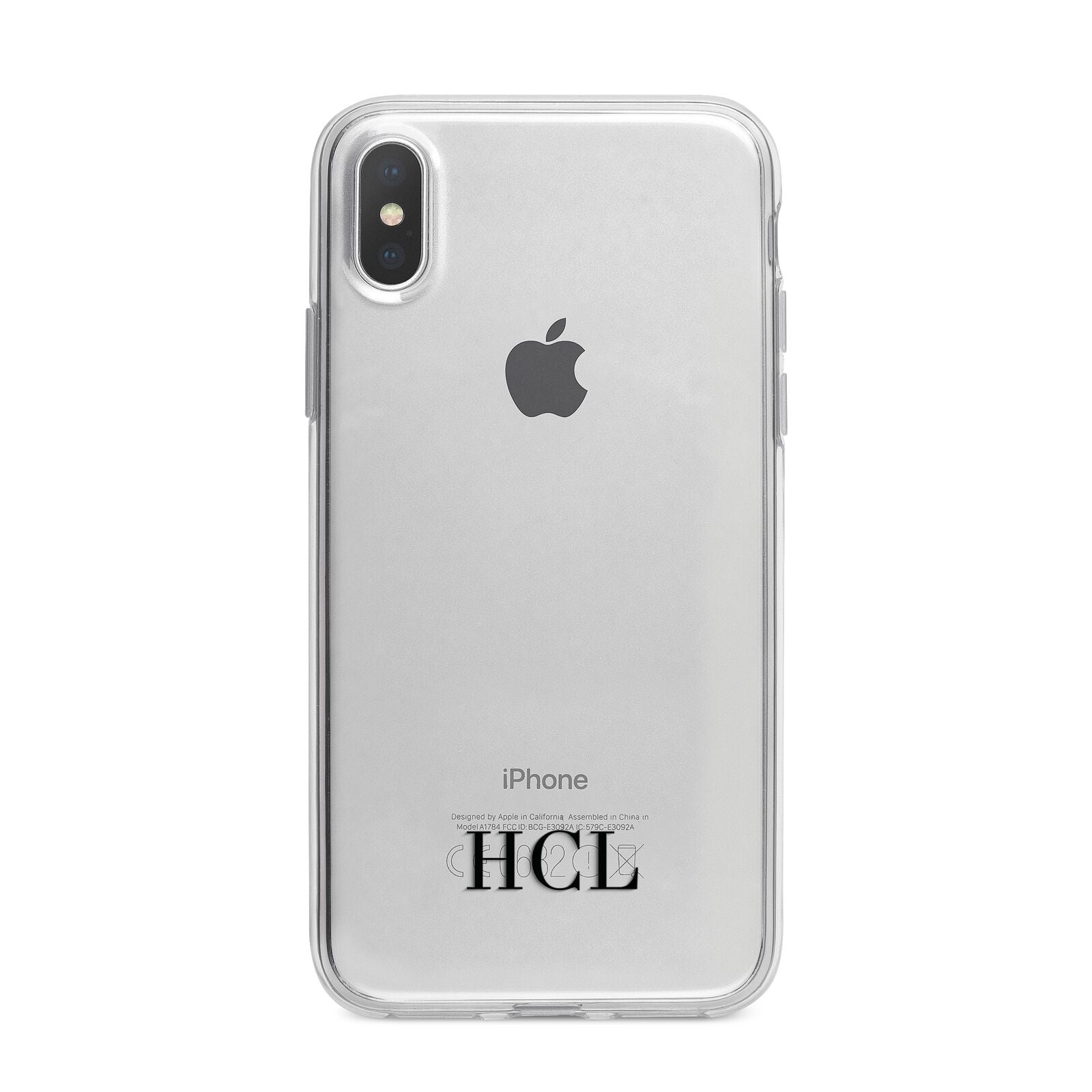 Personalised Black Initials Bottom Clear Custom iPhone X Bumper Case on Silver iPhone Alternative Image 1