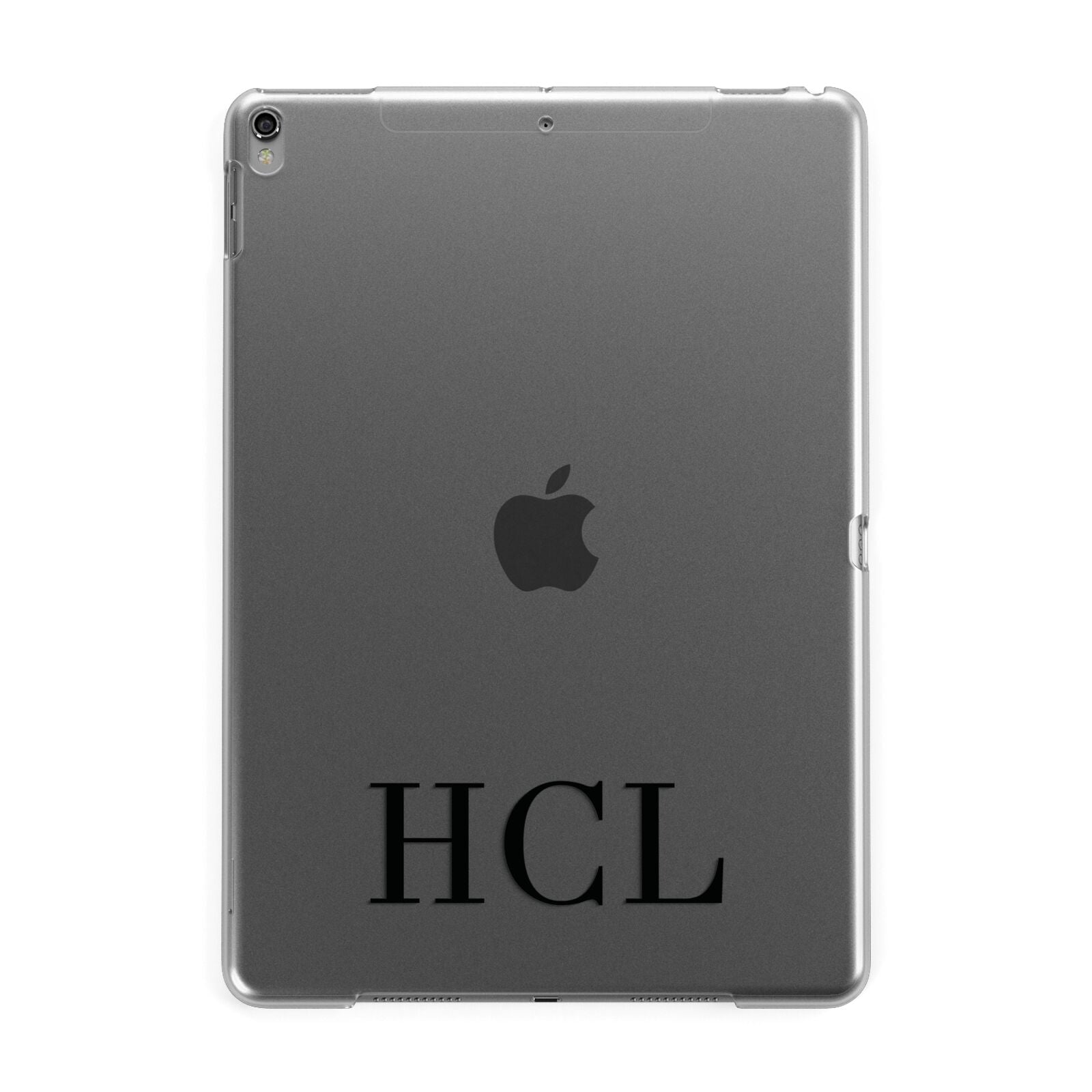 Personalised Black Initials Clear Customised Apple iPad Grey Case