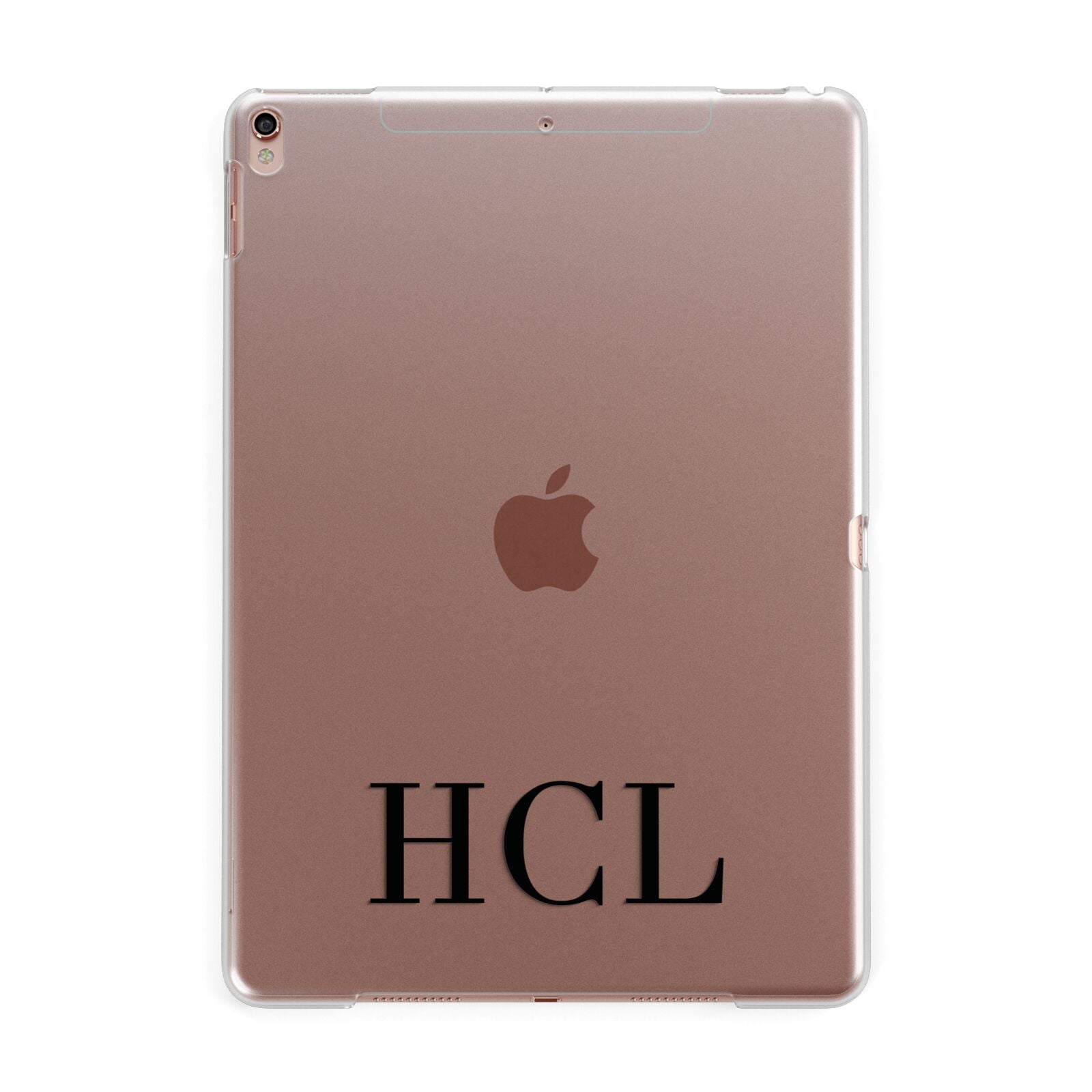 Personalised Black Initials Clear Customised Apple iPad Rose Gold Case