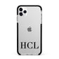 Personalised Black Initials Clear Customised Apple iPhone 11 Pro Max in Silver with Black Impact Case