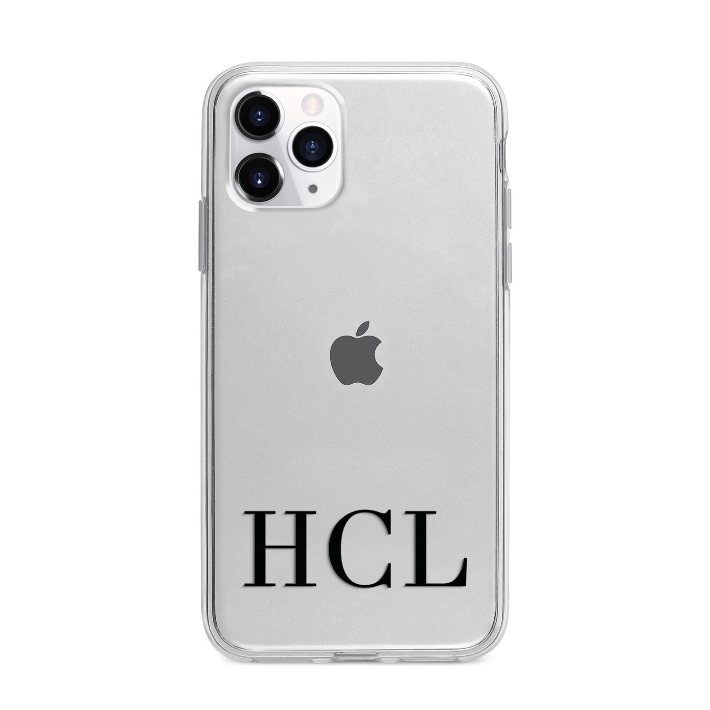Personalised Black Initials Clear Customised Apple iPhone 11 Pro Max in Silver with Bumper Case