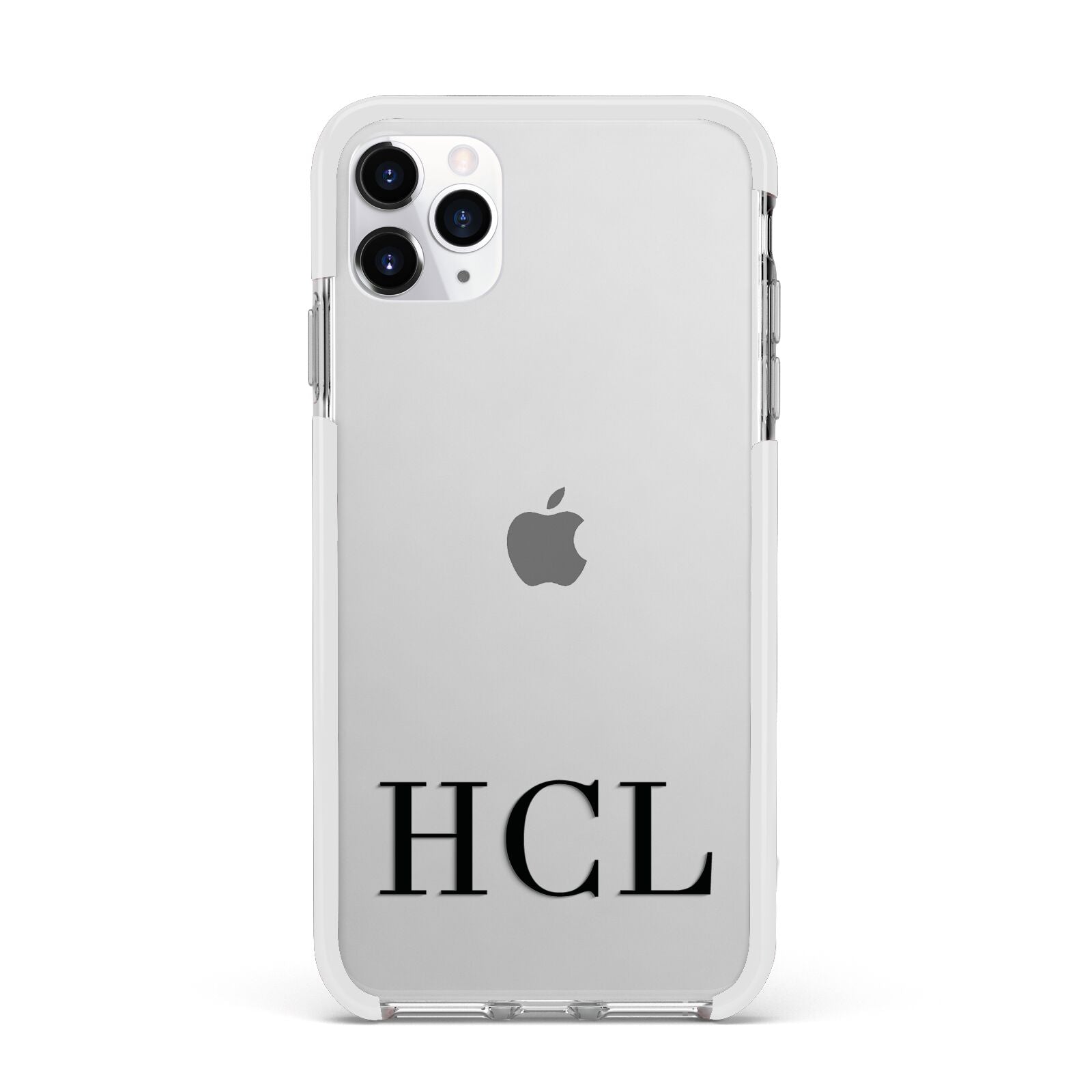 Personalised Black Initials Clear Customised Apple iPhone 11 Pro Max in Silver with White Impact Case