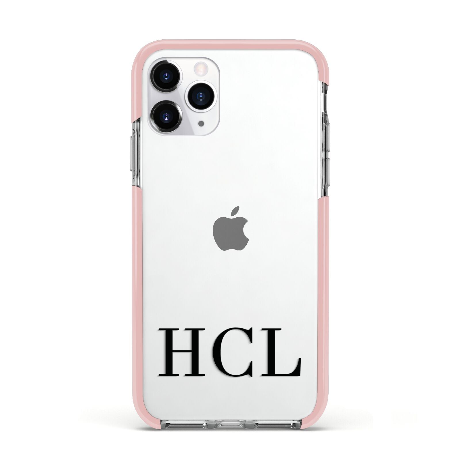 Personalised Black Initials Clear Customised Apple iPhone 11 Pro in Silver with Pink Impact Case