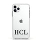 Personalised Black Initials Clear Customised Apple iPhone 11 Pro in Silver with White Impact Case