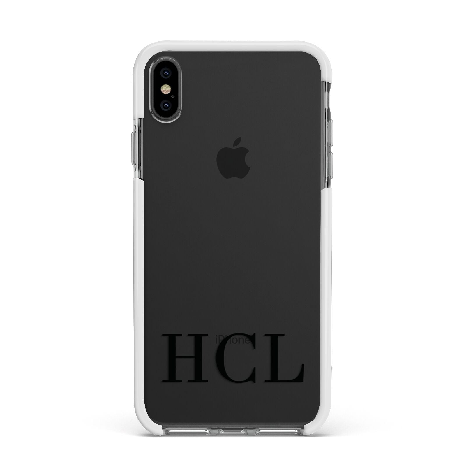 Personalised Black Initials Clear Customised Apple iPhone Xs Max Impact Case White Edge on Black Phone