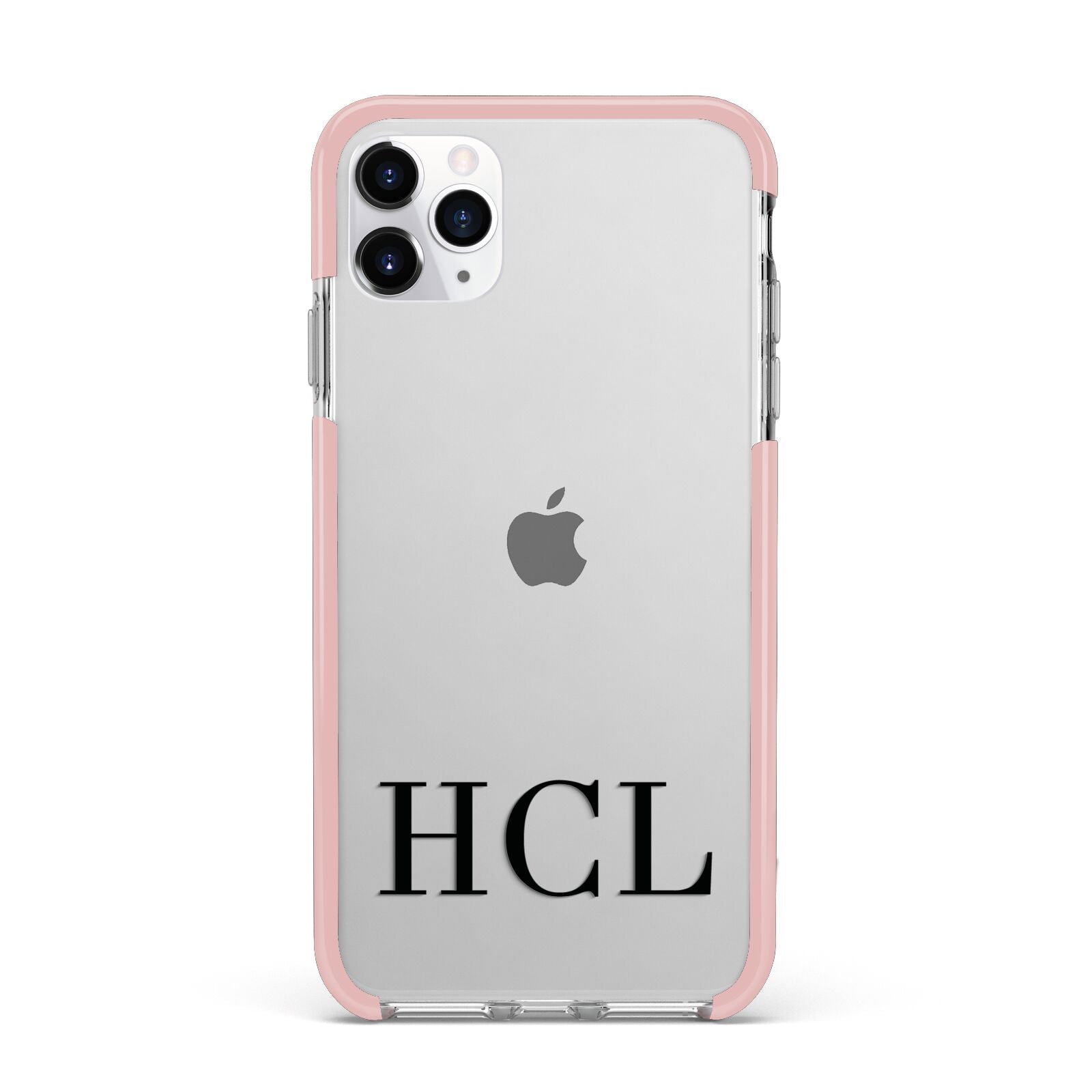 Personalised Black Initials Clear Customised iPhone 11 Pro Max Impact Pink Edge Case