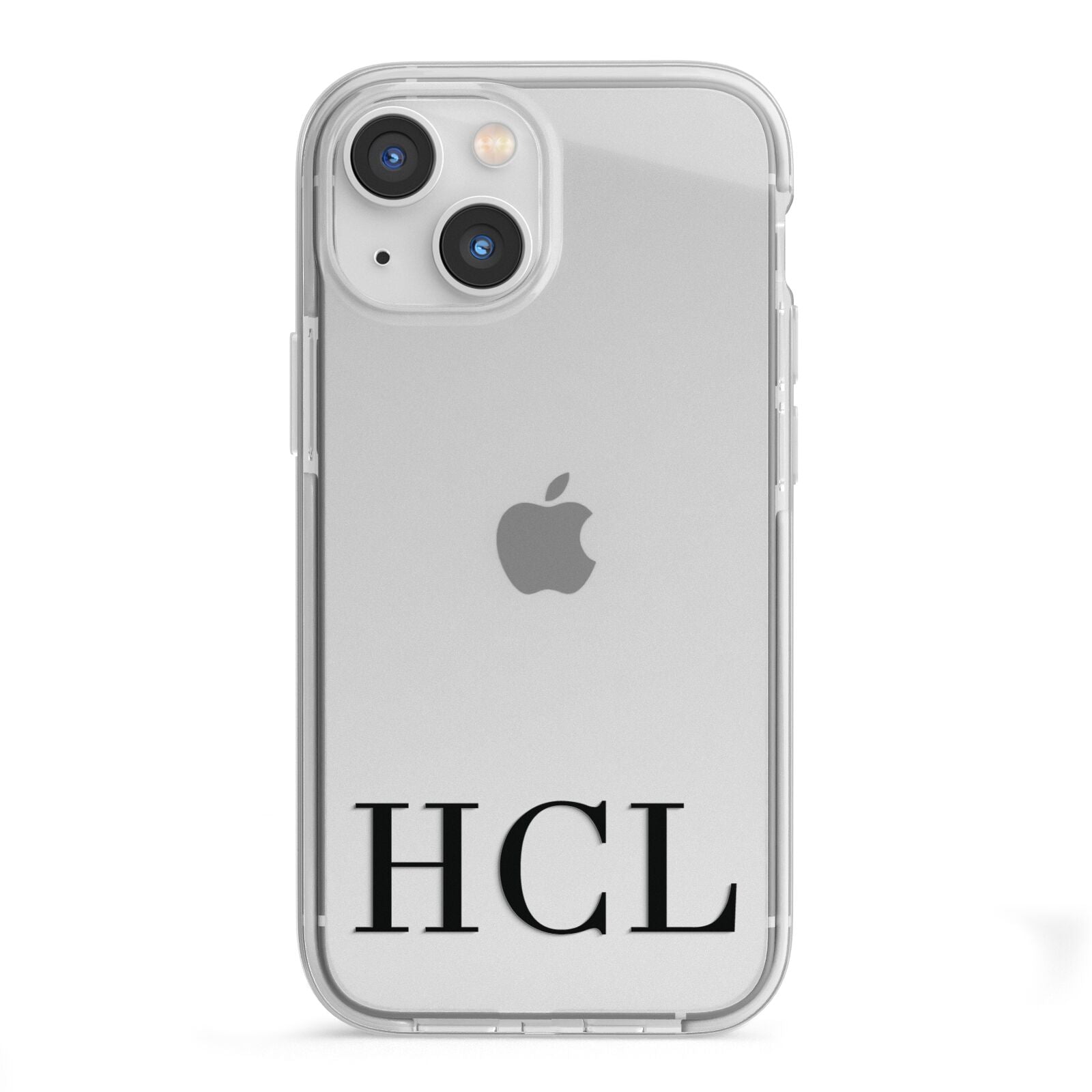 Personalised Black Initials Clear Customised iPhone 13 Mini TPU Impact Case with White Edges