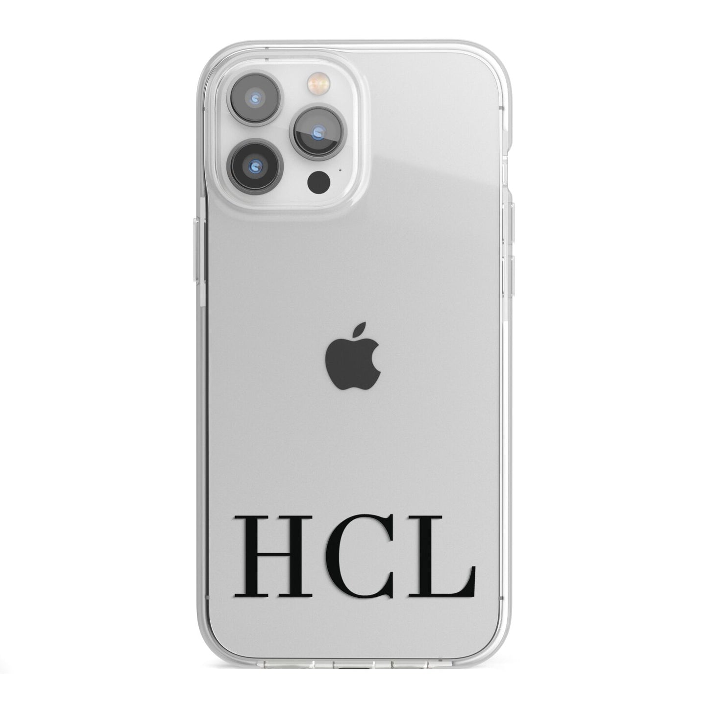 Personalised Black Initials Clear Customised iPhone 13 Pro Max TPU Impact Case with White Edges