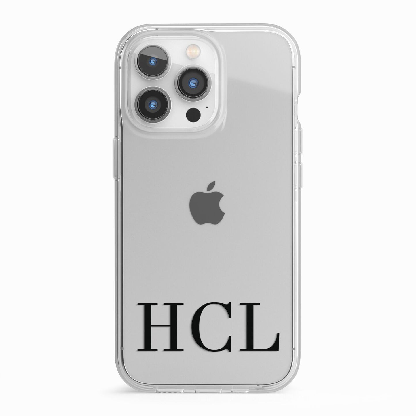 Personalised Black Initials Clear Customised iPhone 13 Pro TPU Impact Case with White Edges