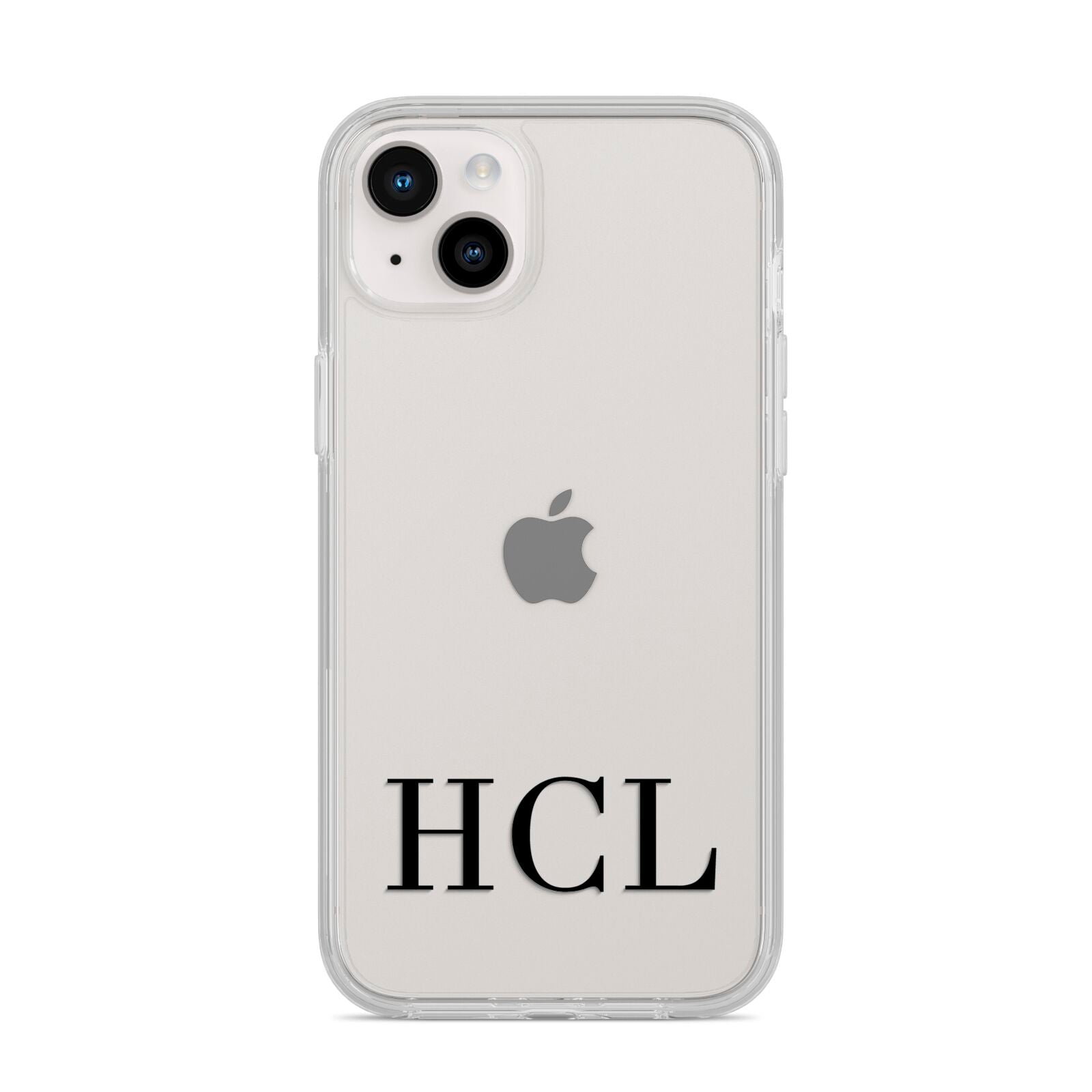 Personalised Black Initials Clear Customised iPhone 14 Plus Clear Tough Case Starlight
