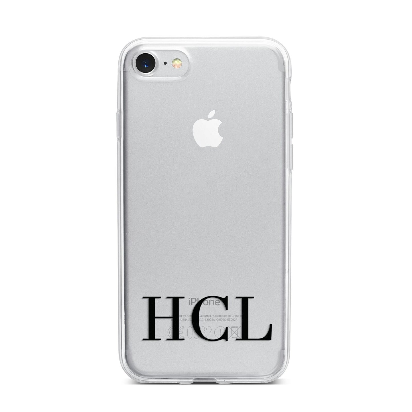 Personalised Black Initials Clear Customised iPhone 7 Bumper Case on Silver iPhone