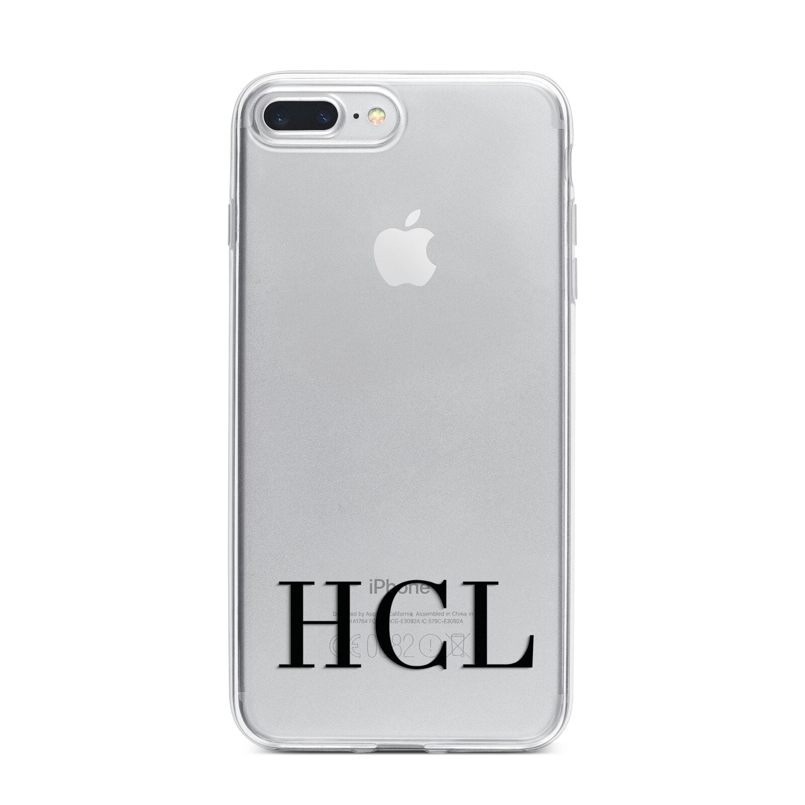 Personalised Black Initials Clear Customised iPhone 7 Plus Bumper Case on Silver iPhone